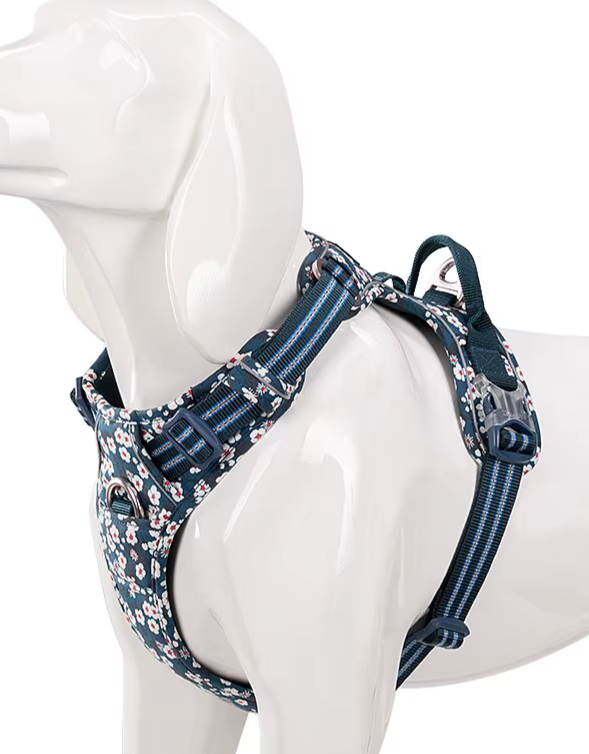 Premium Dog Harness for Big Medium Small with Cotton Aluminum Alloy Floral Pattern Adjustable Vest