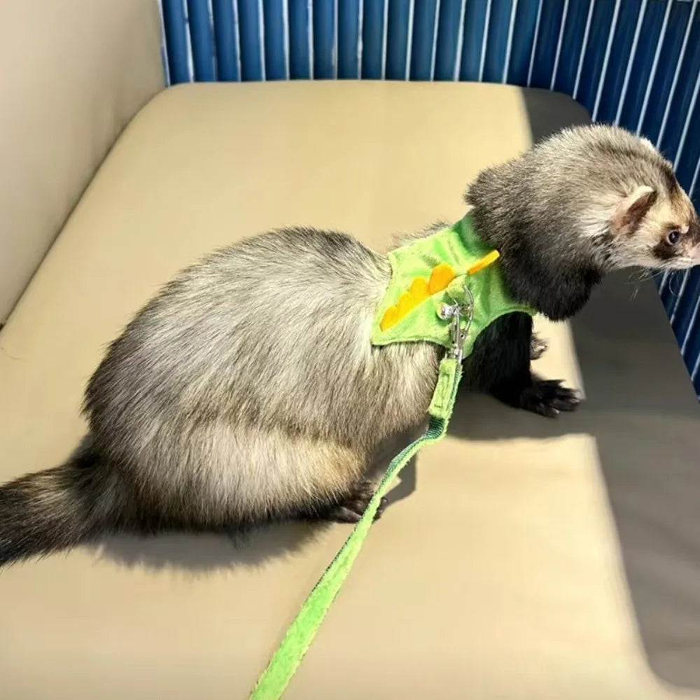 Soft Cartoon Ferret Vest Harness Adjustable Flannel Hamster