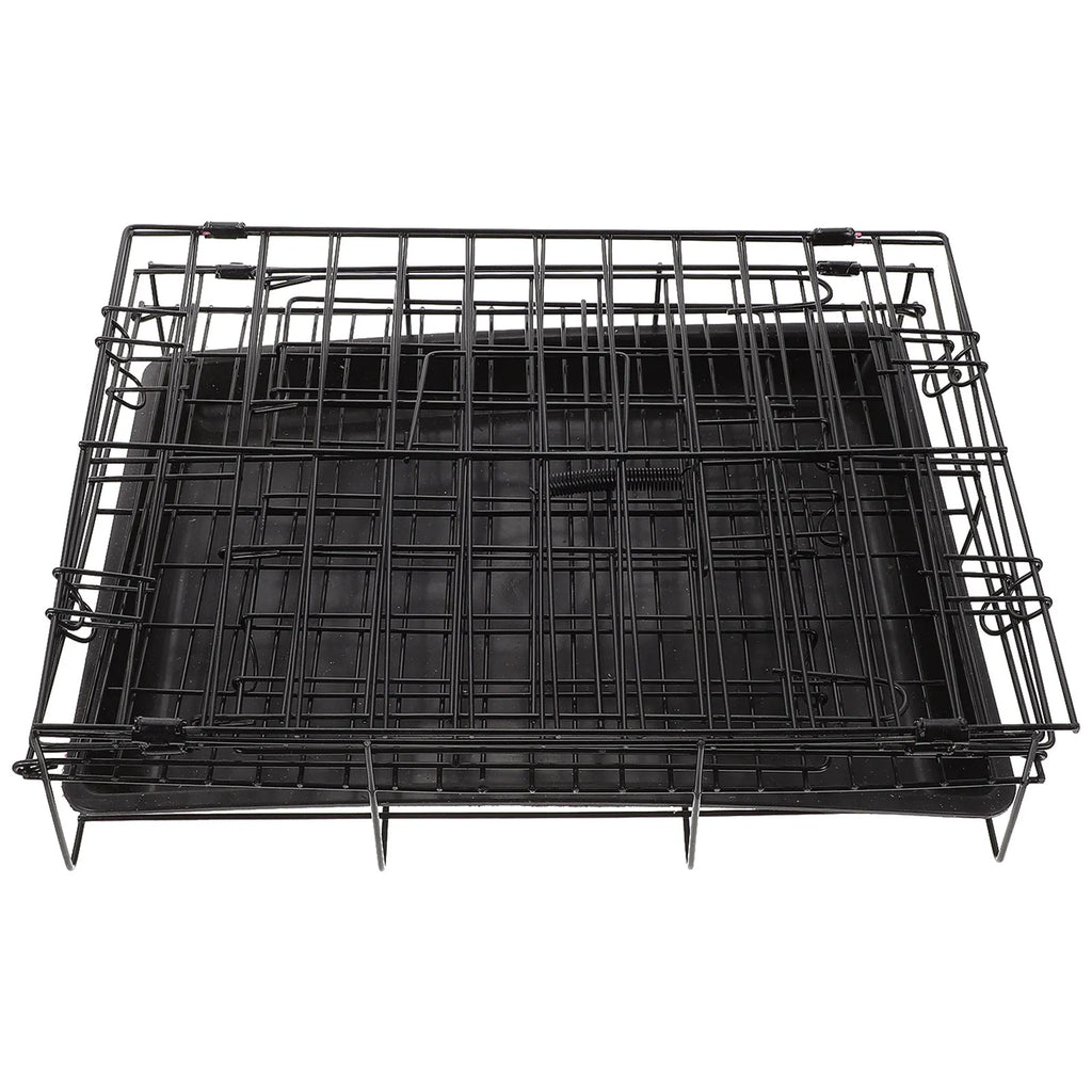 1 Set Folding Iron Wire Pet Crate Dog Cage Metal Kennel Detachable Tray Easy Assembly Design for  Pet Crate