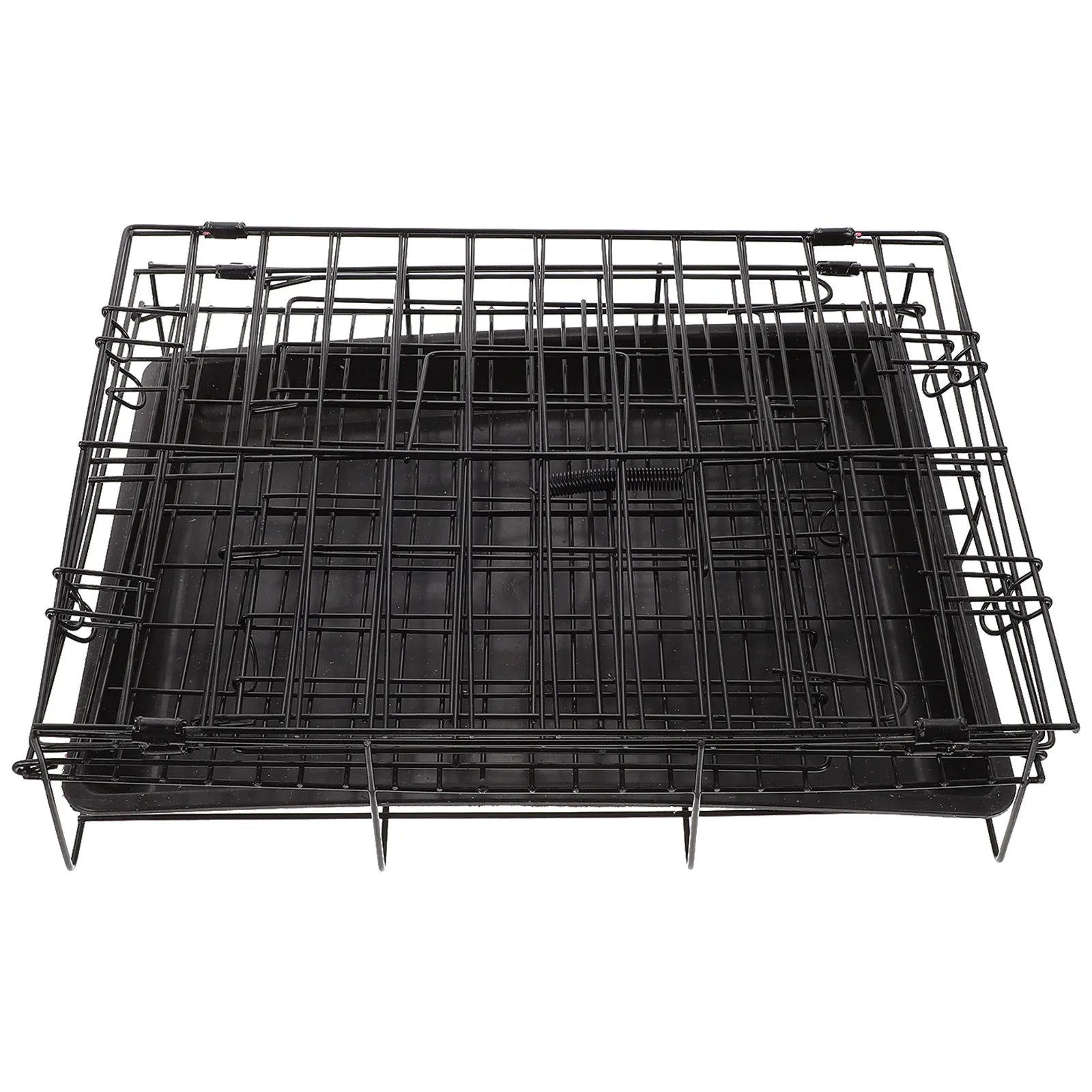 1 Set Folding Iron Wire Pet Crate Dog Cage Metal Kennel Detachable Tray Easy Assembly Design for  Pet Crate