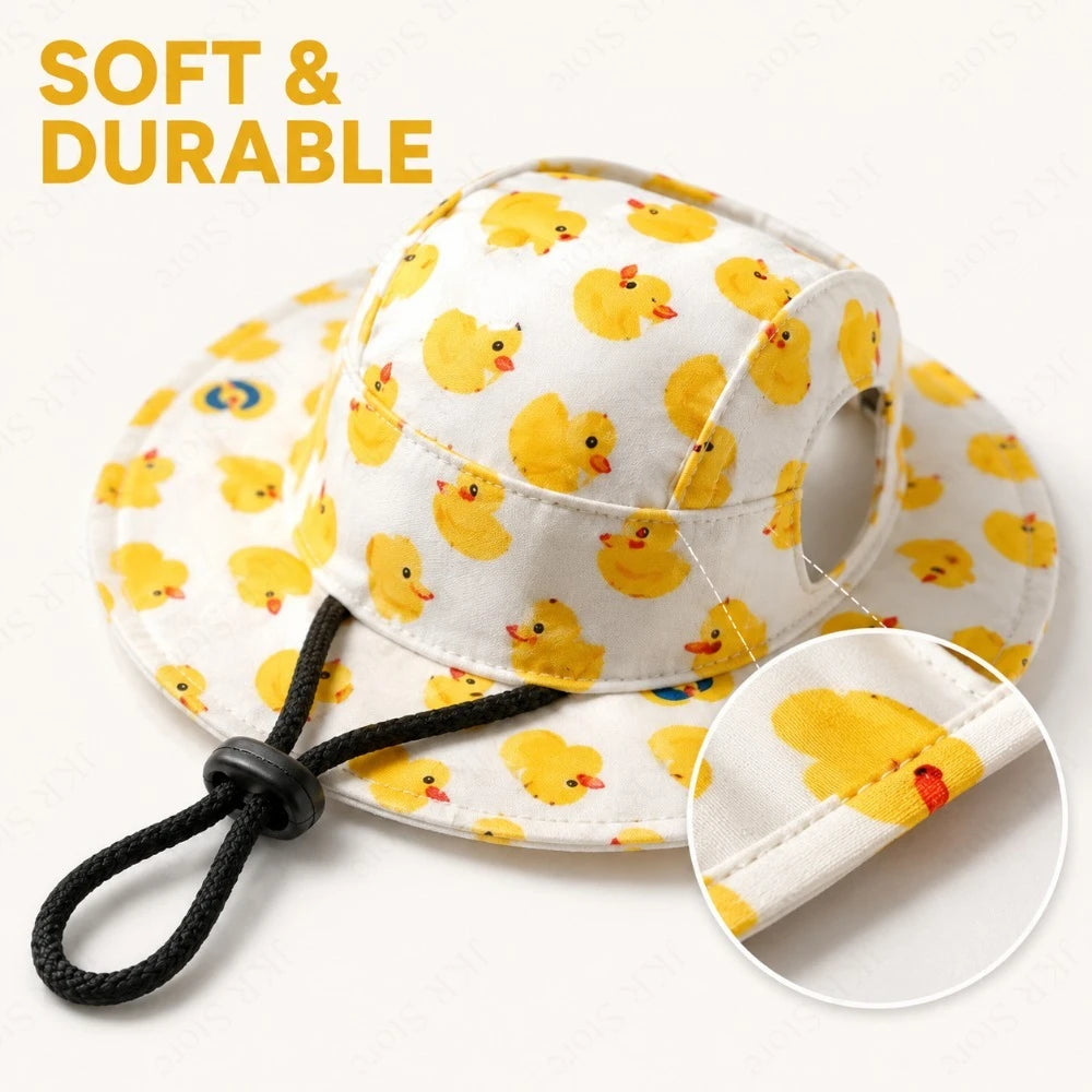 Adjustable Dog Hat Cute Print Cap for Puppies and Small Breeds Pet Sun Protection Hat for Walking Outdoor Activities