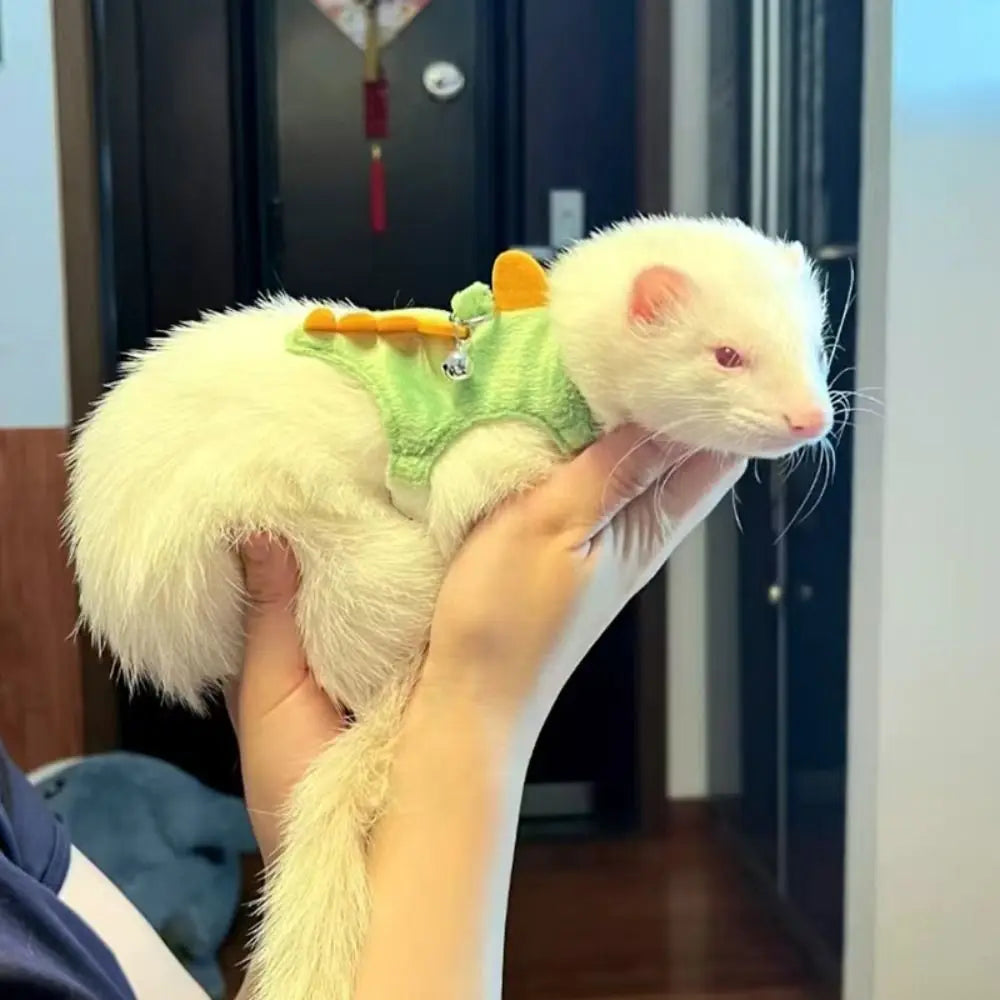 Soft Cartoon Ferret Vest Harness Adjustable Flannel Hamster