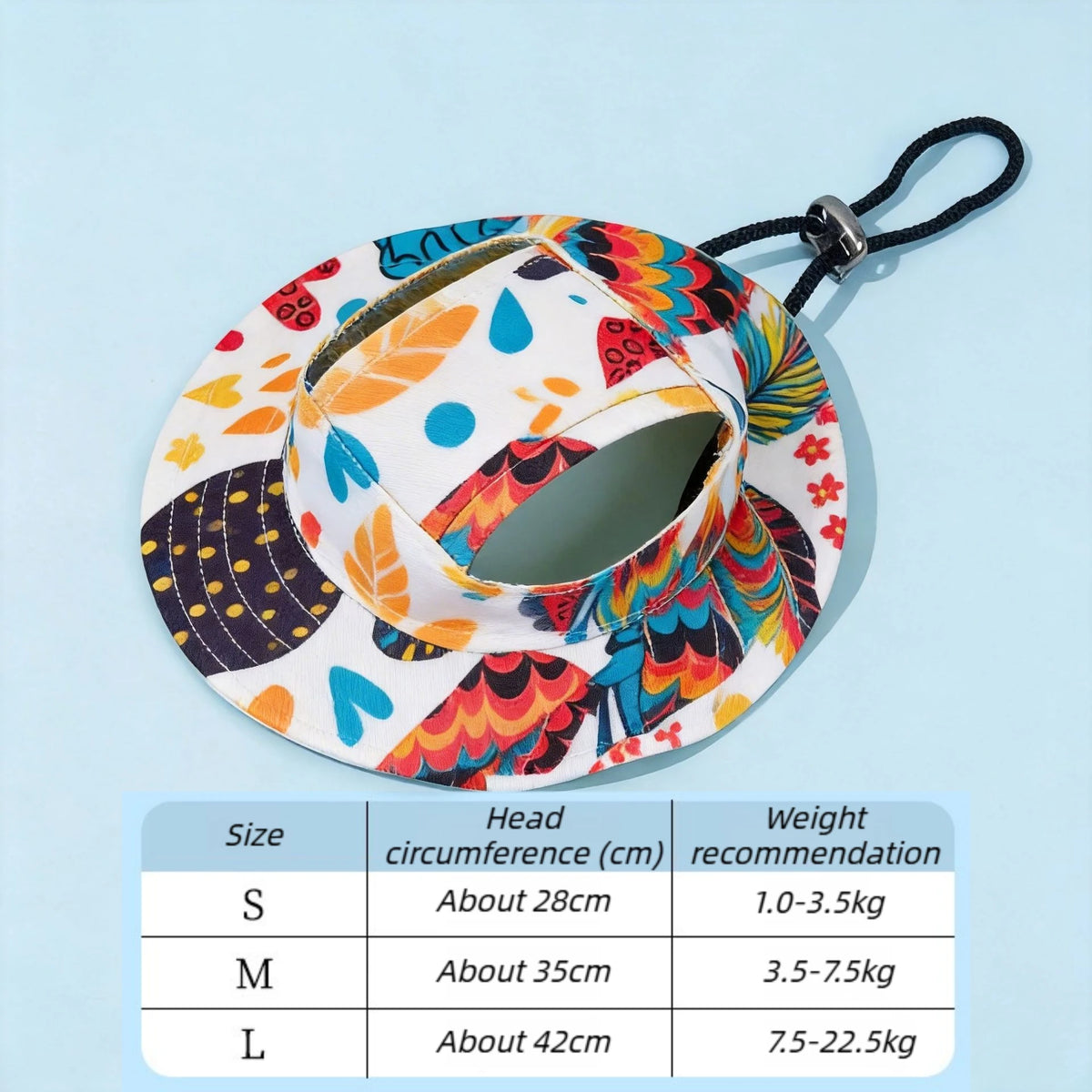 Adjustable Dog Hat Cute Print Cap for Puppies and Small Breeds Pet Sun Protection Hat for Walking Outdoor Activities