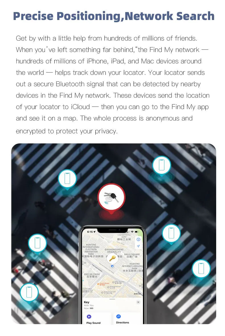 Bluetooth Mini Tracking Device for Apple Find My APP Smart Tag