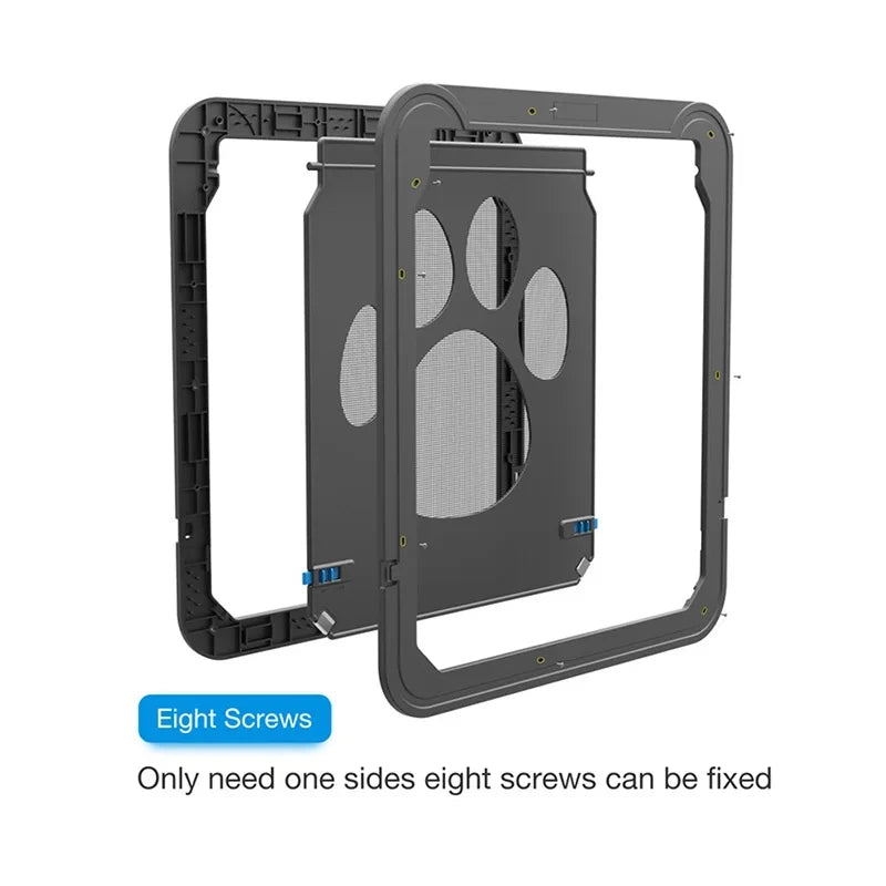 Pet Gate Cat Door Safe Lockable Magnetic Screen Outdoor for Dogs and  Cats