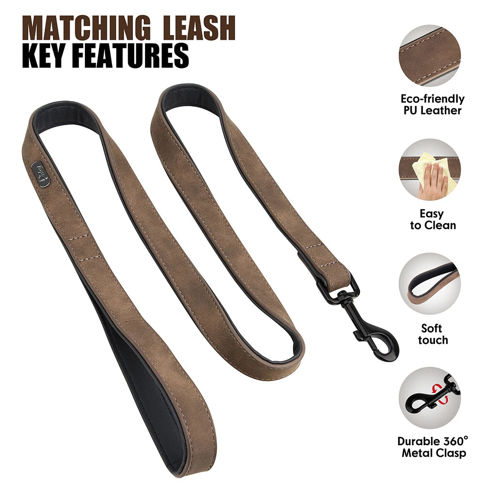 Personalized Dog Collar Leash Set Custom Leather Dog ID Collar