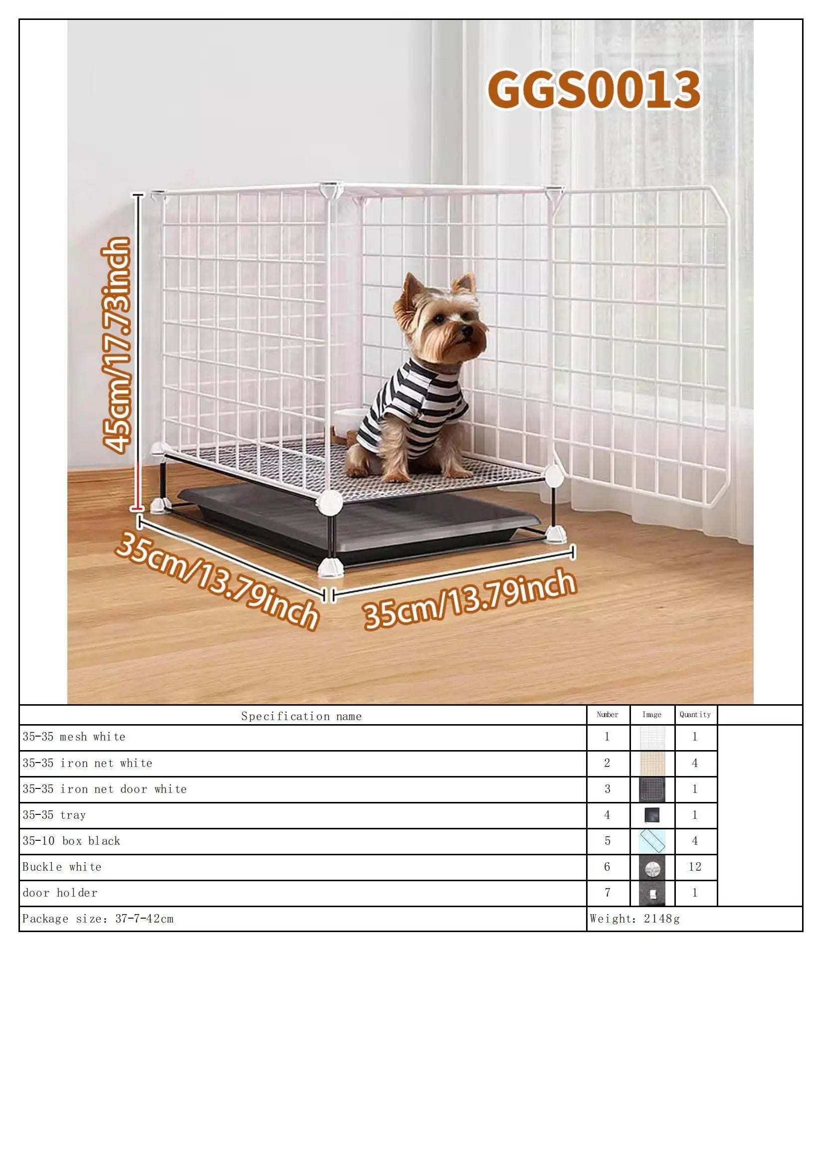 Dog Cage with Tray for Small Dogs