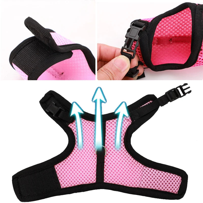 Mesh Breathable Rabbit Harness and Leash Set for Rabbits