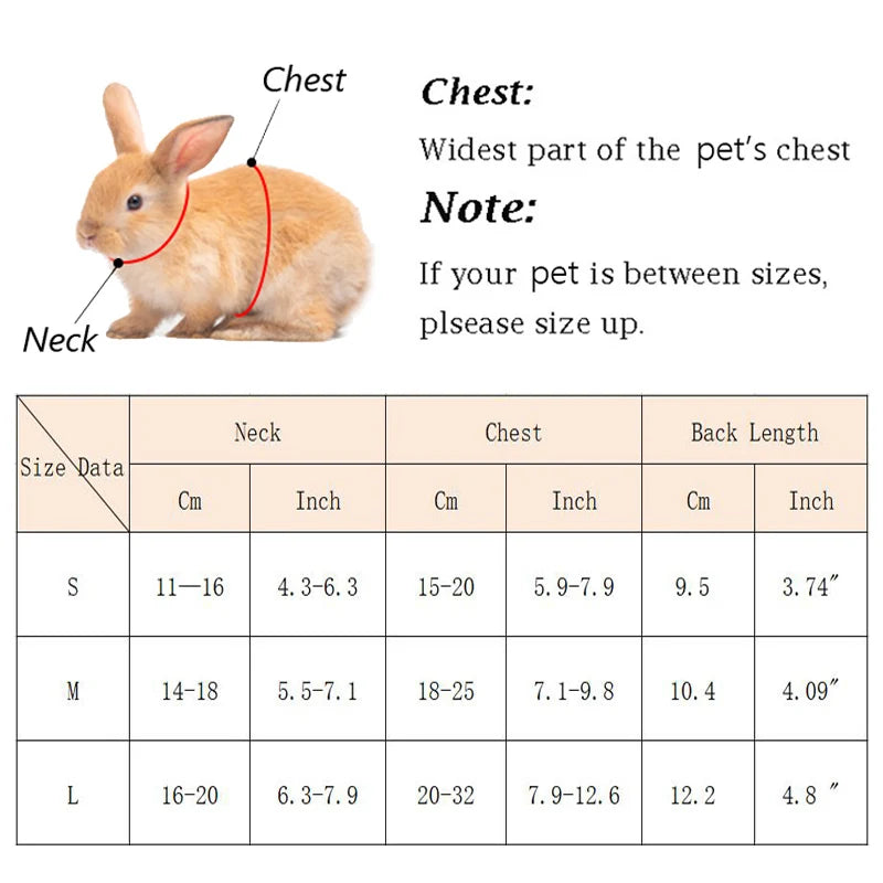 Mesh Breathable Rabbit Harness and Leash Set for Rabbits