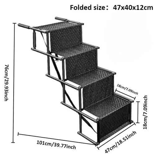 4 Steps Dog Stair Portable Folding Dog Ramps for Car SUV Truck Anti-slip Durable
