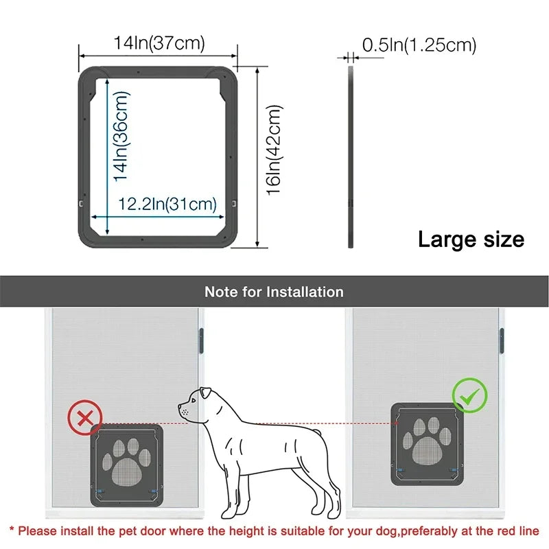 Pet Gate Cat Door Safe Lockable Magnetic Screen Outdoor for Dogs and  Cats