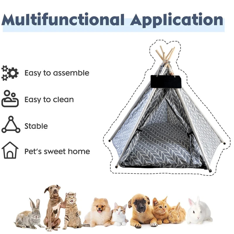 Pet Teepee for Dogs Puppy and Cat Bed with Cushion