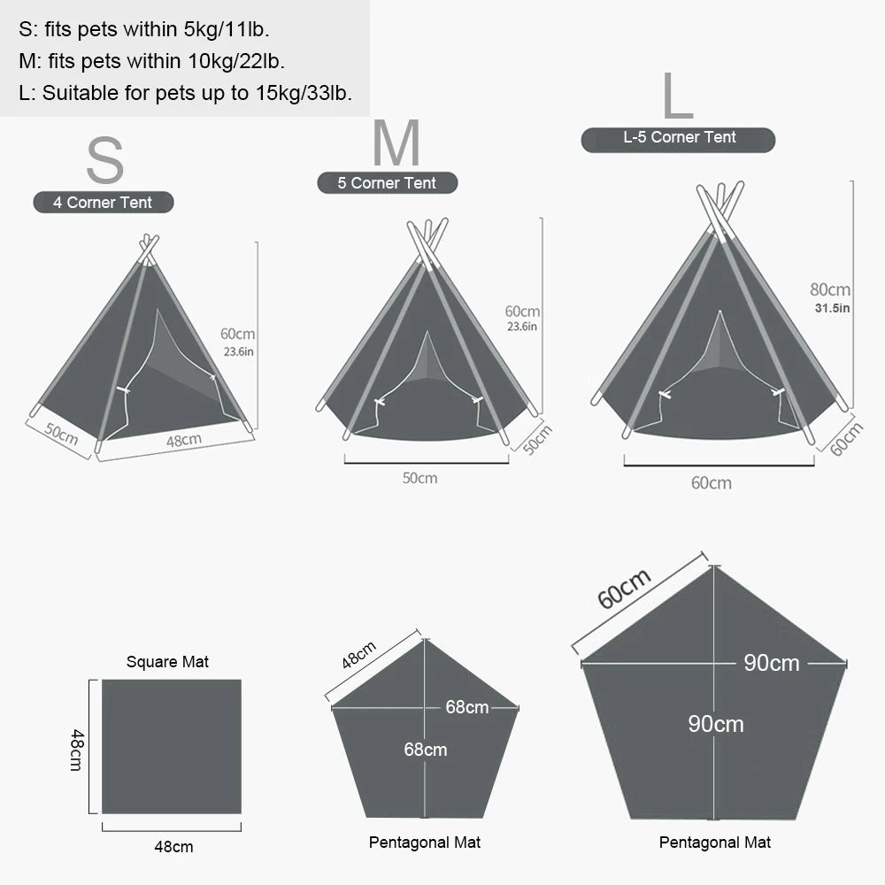 Pet Teepee for Dogs Puppy and Cat Bed with Cushion