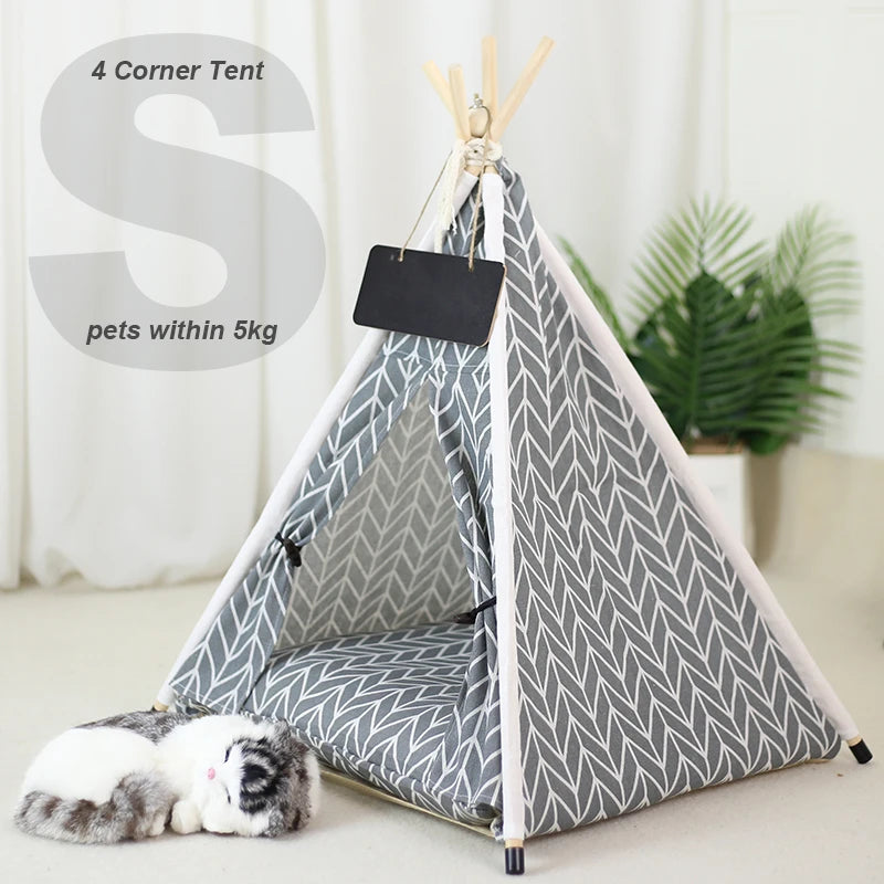 Pet Teepee for Dogs Puppy and Cat Bed with Cushion