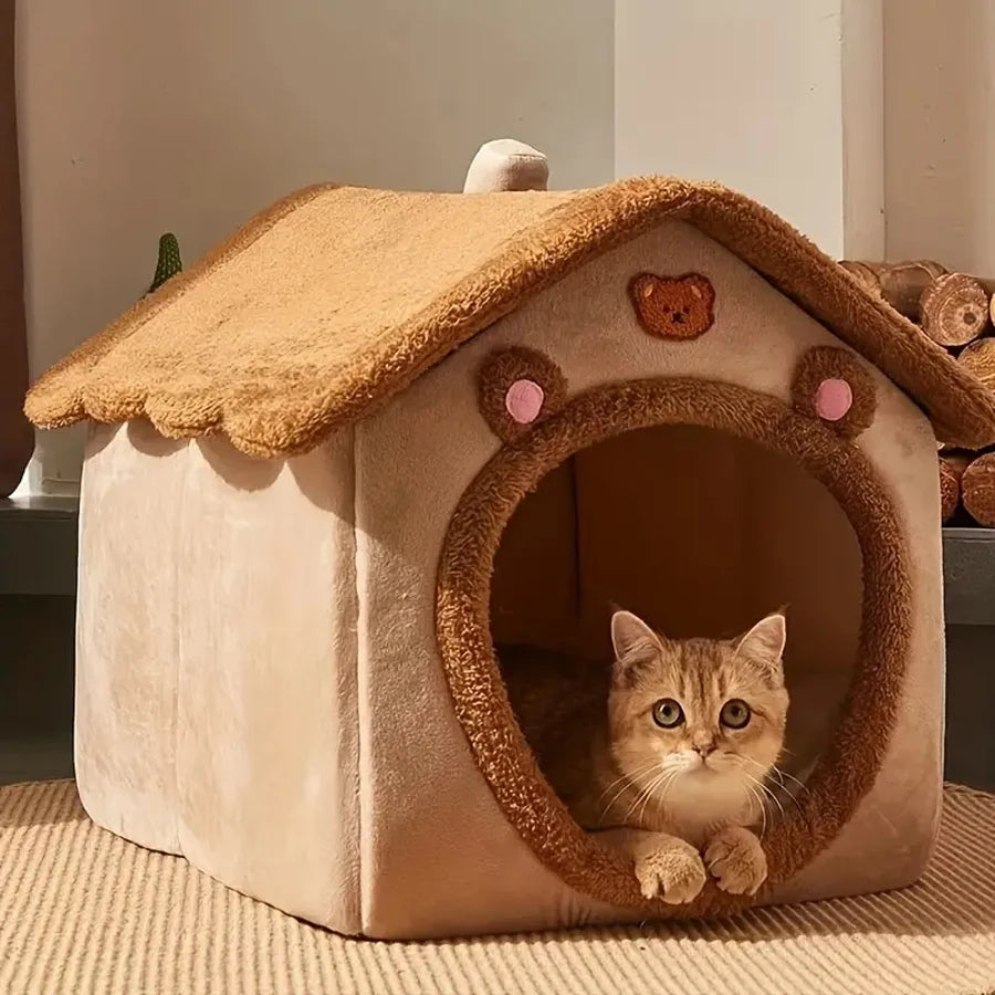 Foldable Pet House Removable Washable for Extra Small Dogs and Small and Medium Cats