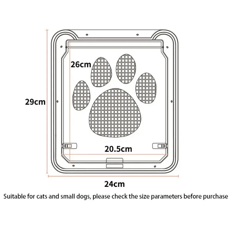 Pet Gate Cat Door Safe Lockable Magnetic Screen Outdoor for Dogs and  Cats