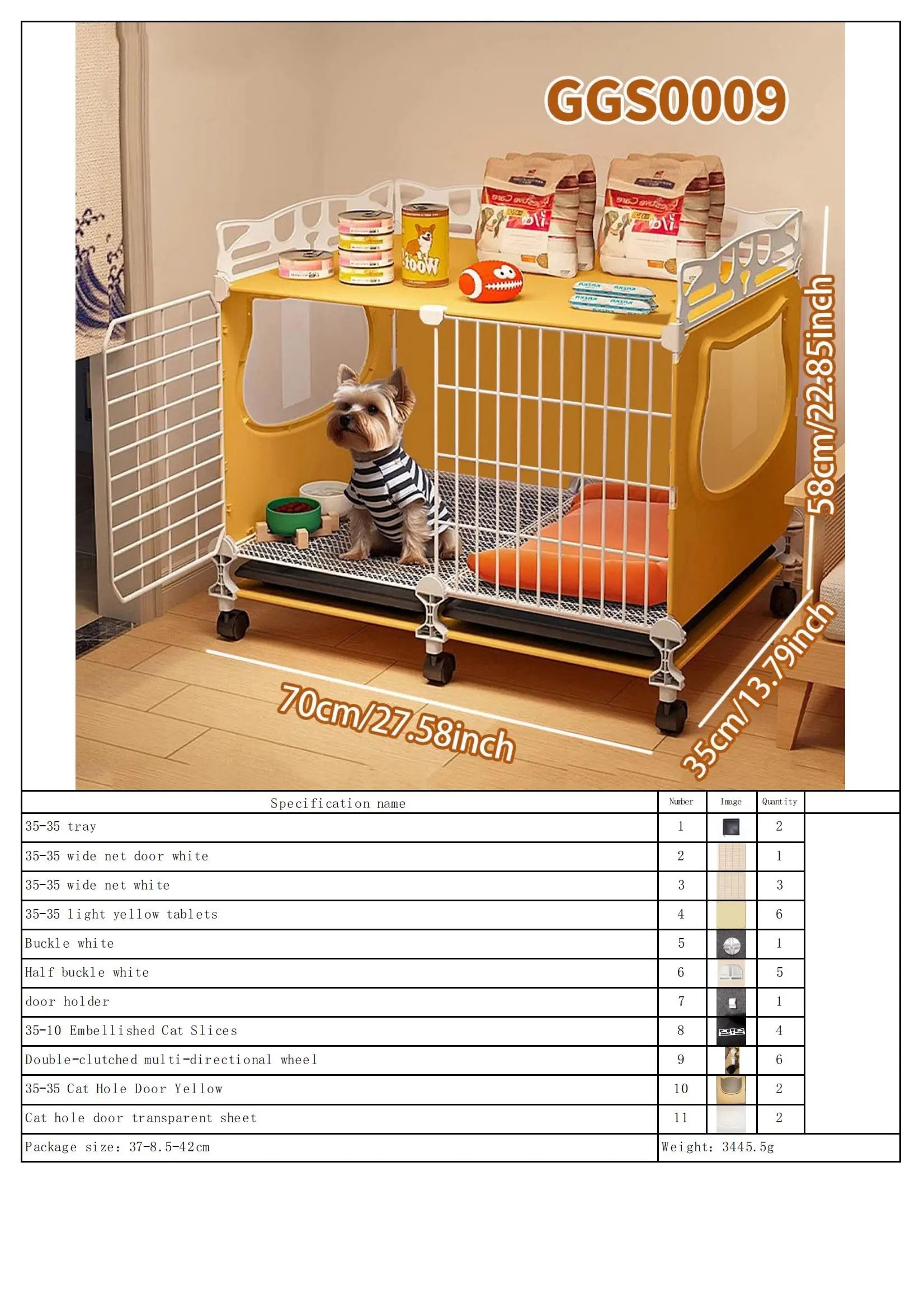 Dog Cage with Tray for Small Dogs