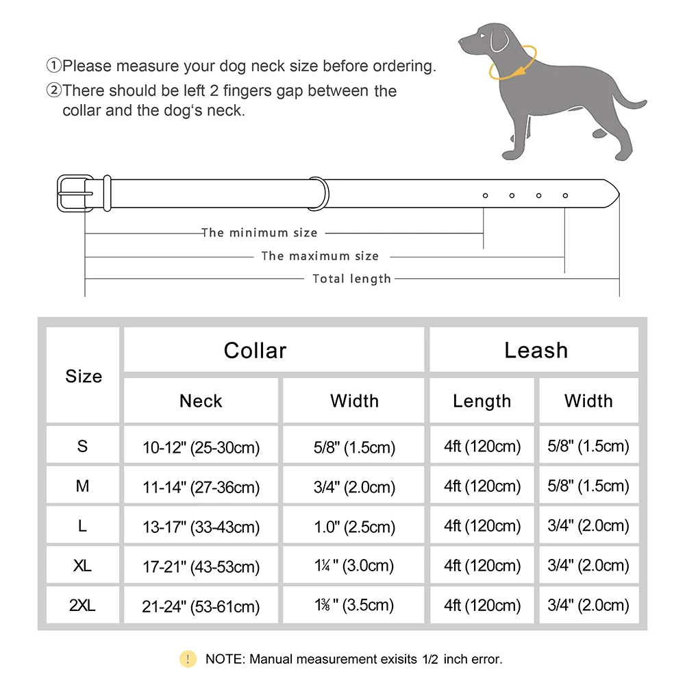 Personalized Dog Collar Leash Set Custom Leather Dog ID Collar