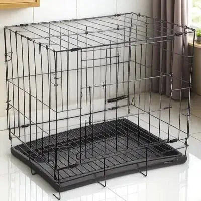 1 Set Folding Iron Wire Pet Crate Dog Cage Metal Kennel Detachable Tray Easy Assembly Design for  Pet Crate