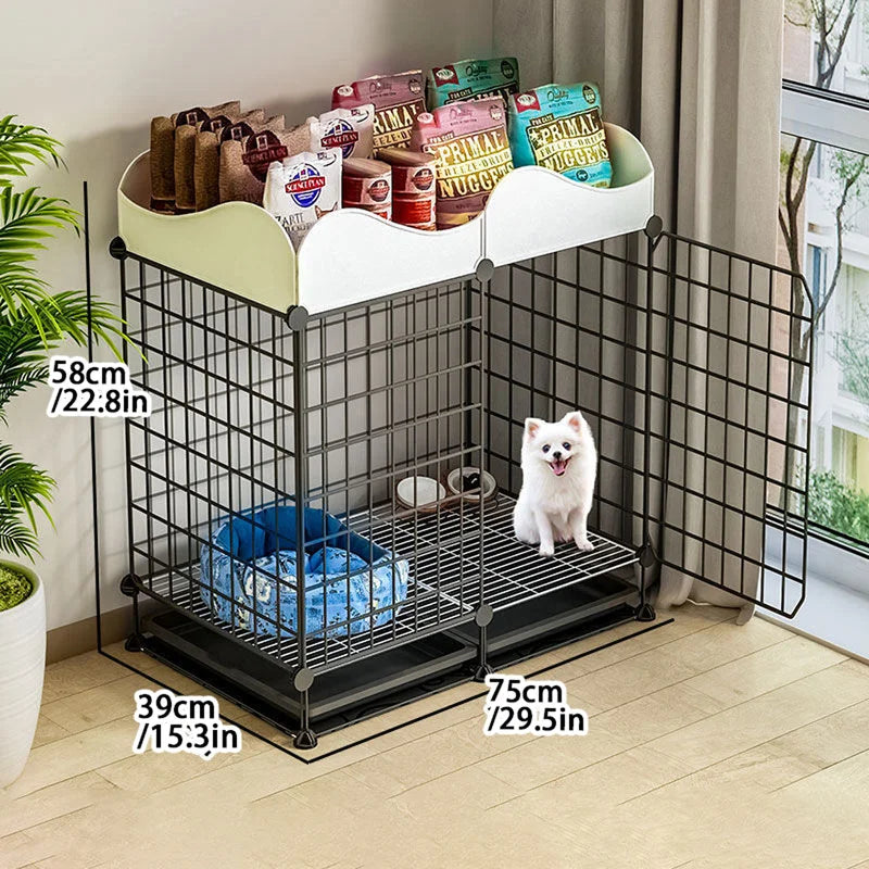 Indoor Dog Cage Villa with Toilet Small Dog Shelter for Pomeranian And Teddy Dogs Family Pet Cage with Tray