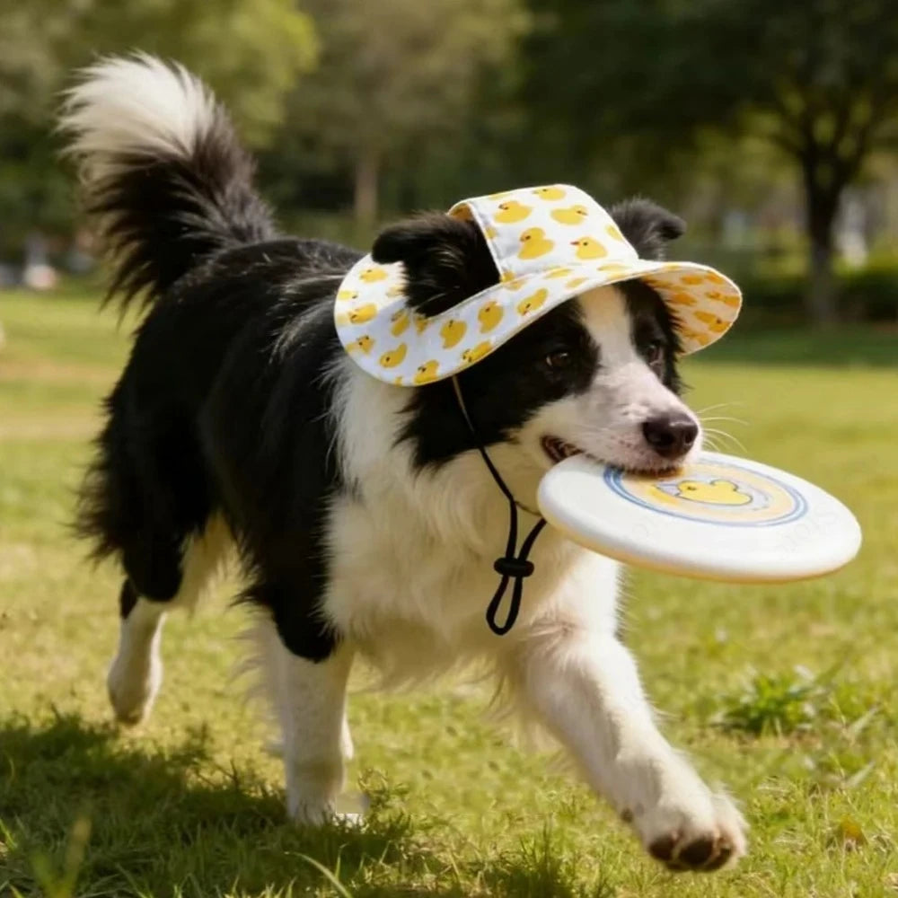 Adjustable Dog Hat Cute Print Cap for Puppies and Small Breeds Pet Sun Protection Hat for Walking Outdoor Activities