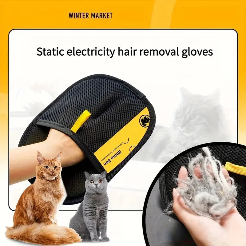 2-Pack Reusable Lint Remover Brushes & Static Electricity Glove for Pet Hair