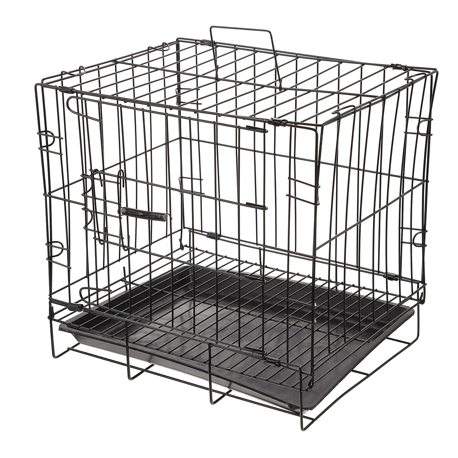1 Set Folding Iron Wire Pet Crate Dog Cage Metal Kennel Detachable Tray Easy Assembly Design for  Pet Crate