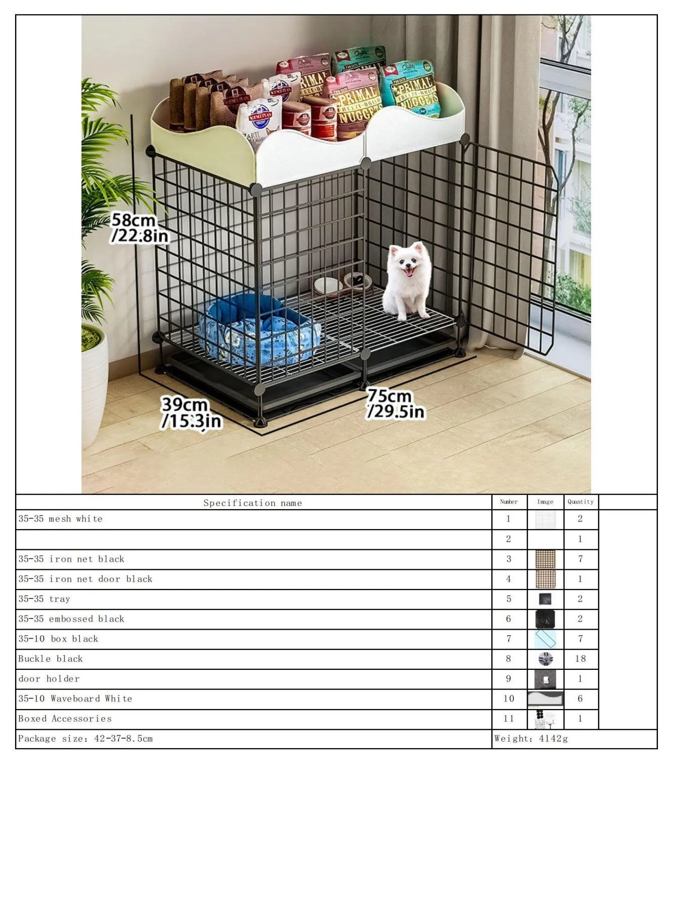 Indoor Dog Cage Villa with Toilet Small Dog Shelter for Pomeranian And Teddy Dogs Family Pet Cage with Tray