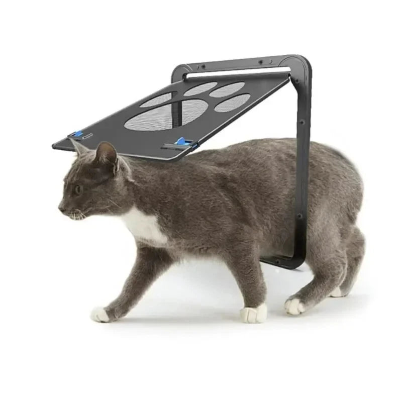 Pet Gate Cat Door Safe Lockable Magnetic Screen Outdoor for Dogs and  Cats