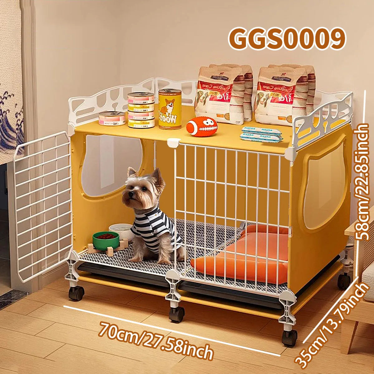 Dog Cage with Tray for Small Dogs