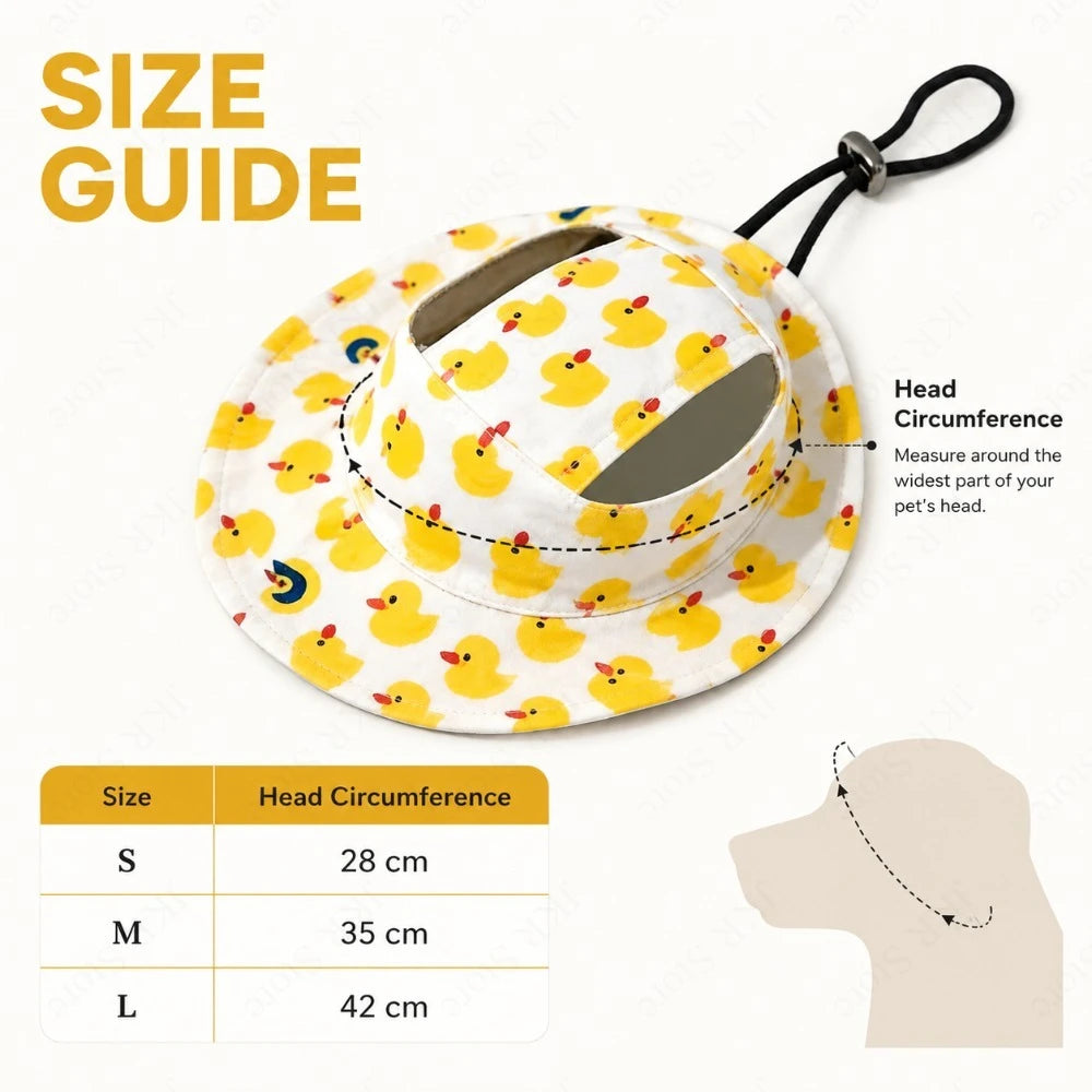 Adjustable Dog Hat Cute Print Cap for Puppies and Small Breeds Pet Sun Protection Hat for Walking Outdoor Activities