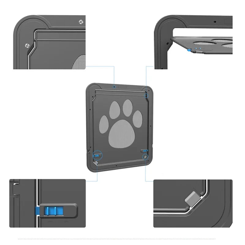 Pet Gate Cat Door Safe Lockable Magnetic Screen Outdoor for Dogs and  Cats