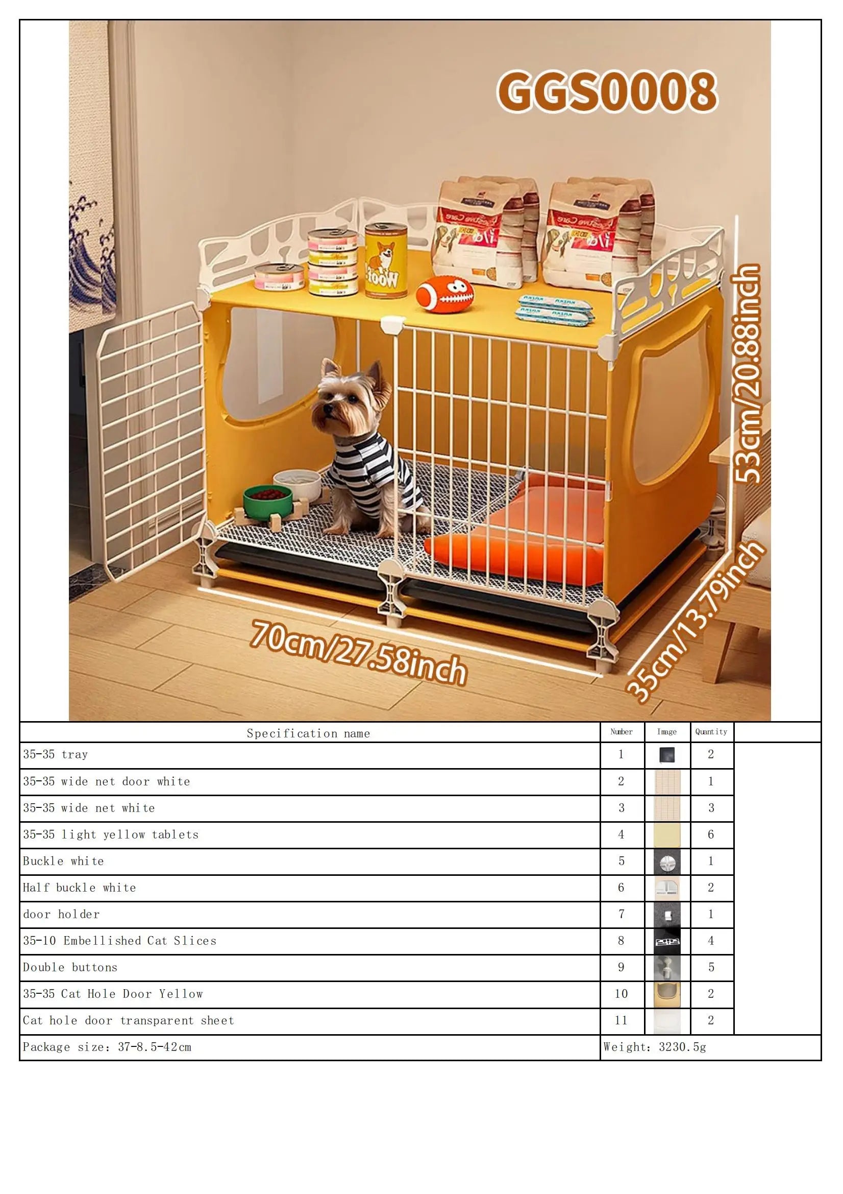 Dog Cage with Tray for Small Dogs