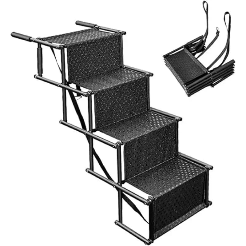 4 Steps Dog Stair Portable Folding Dog Ramps for Car SUV Truck Anti-slip Durable