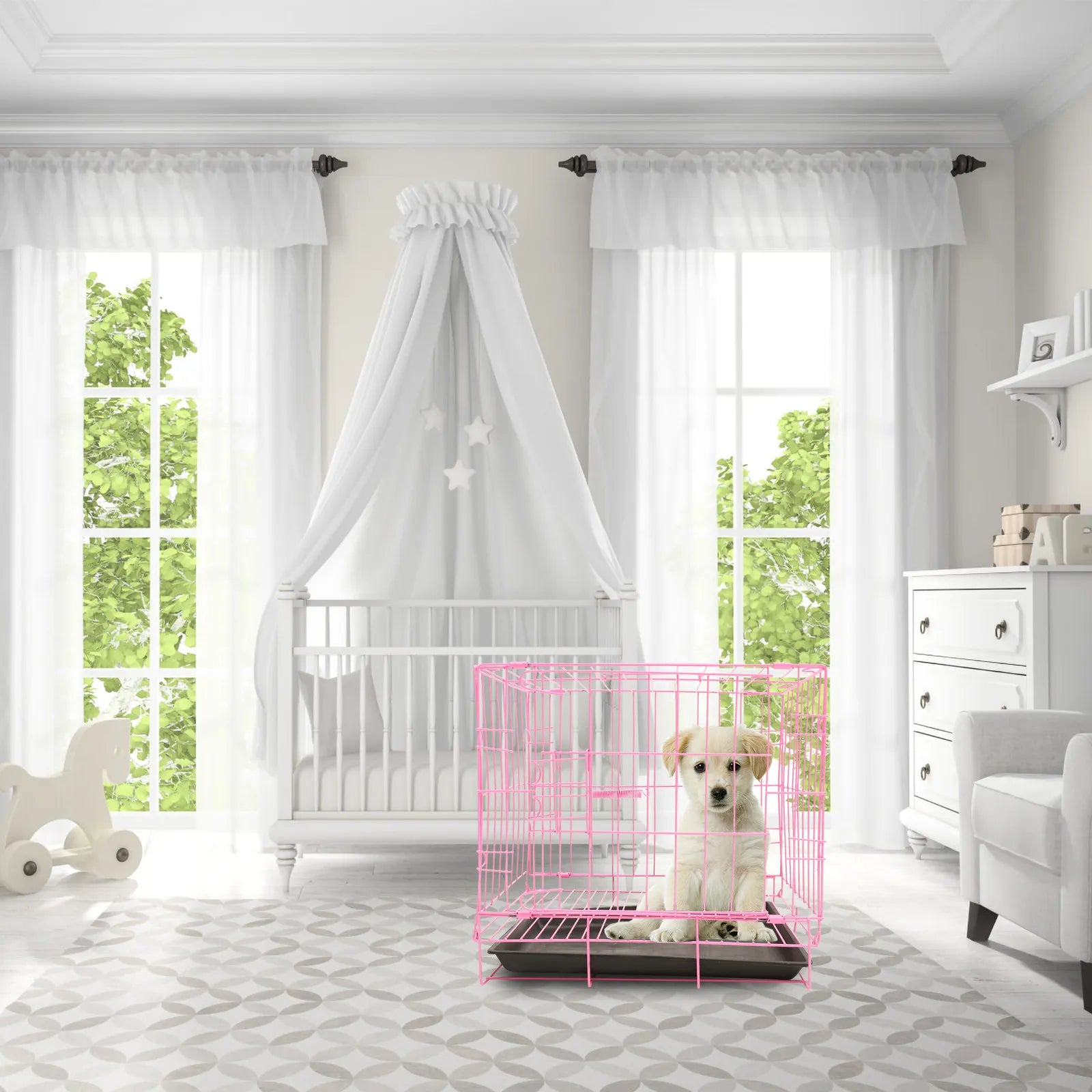 Dog Folding Kennel Indoor Crate for Dogs Durable Steel