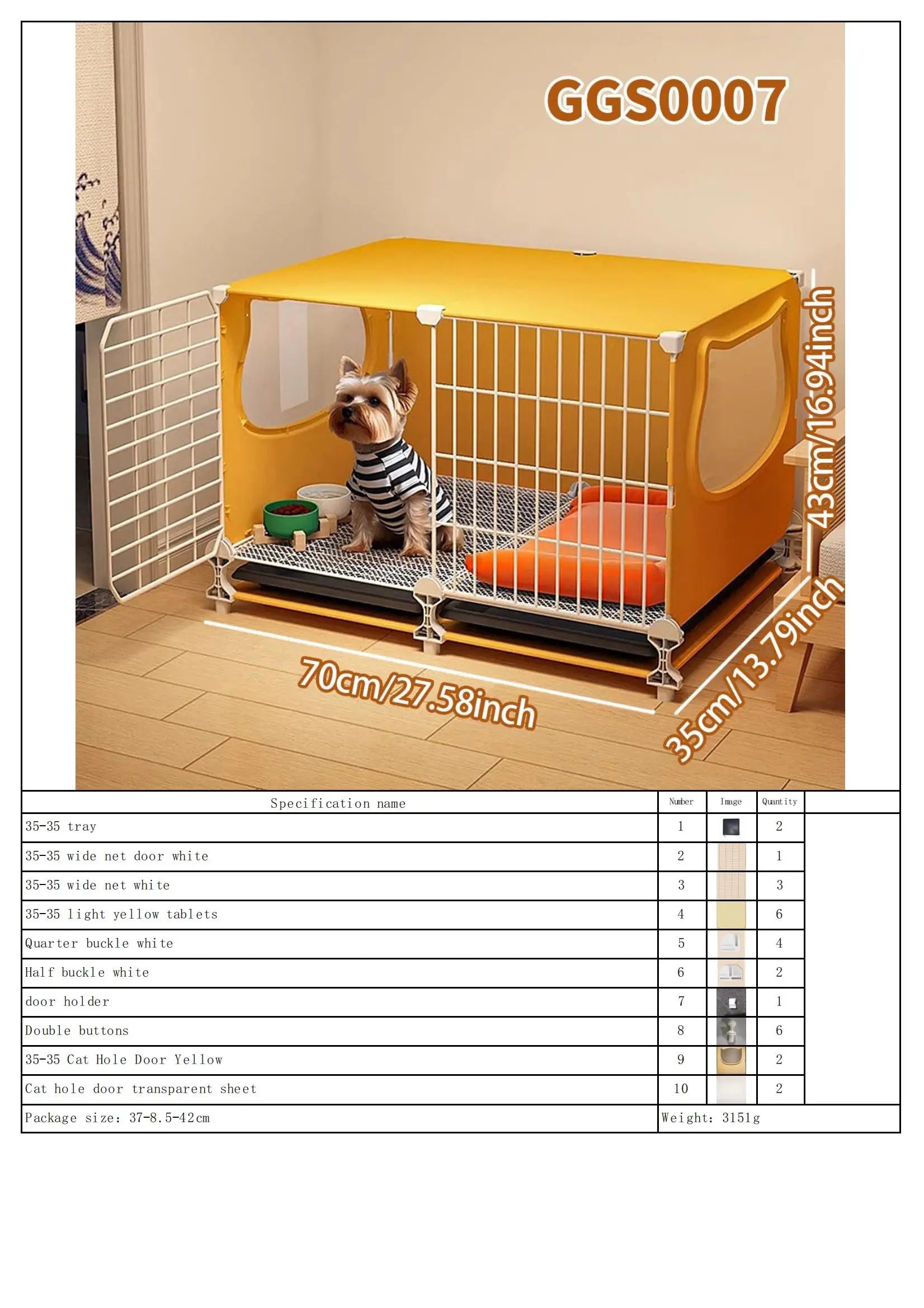 Dog Cage with Tray for Small Dogs