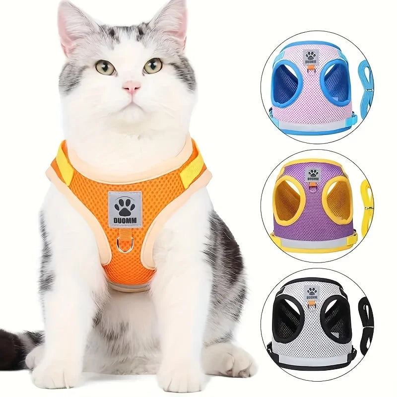 Adjustable Reflective Breathable Cat/Puppy Vests Anti-Escape Pet Leash