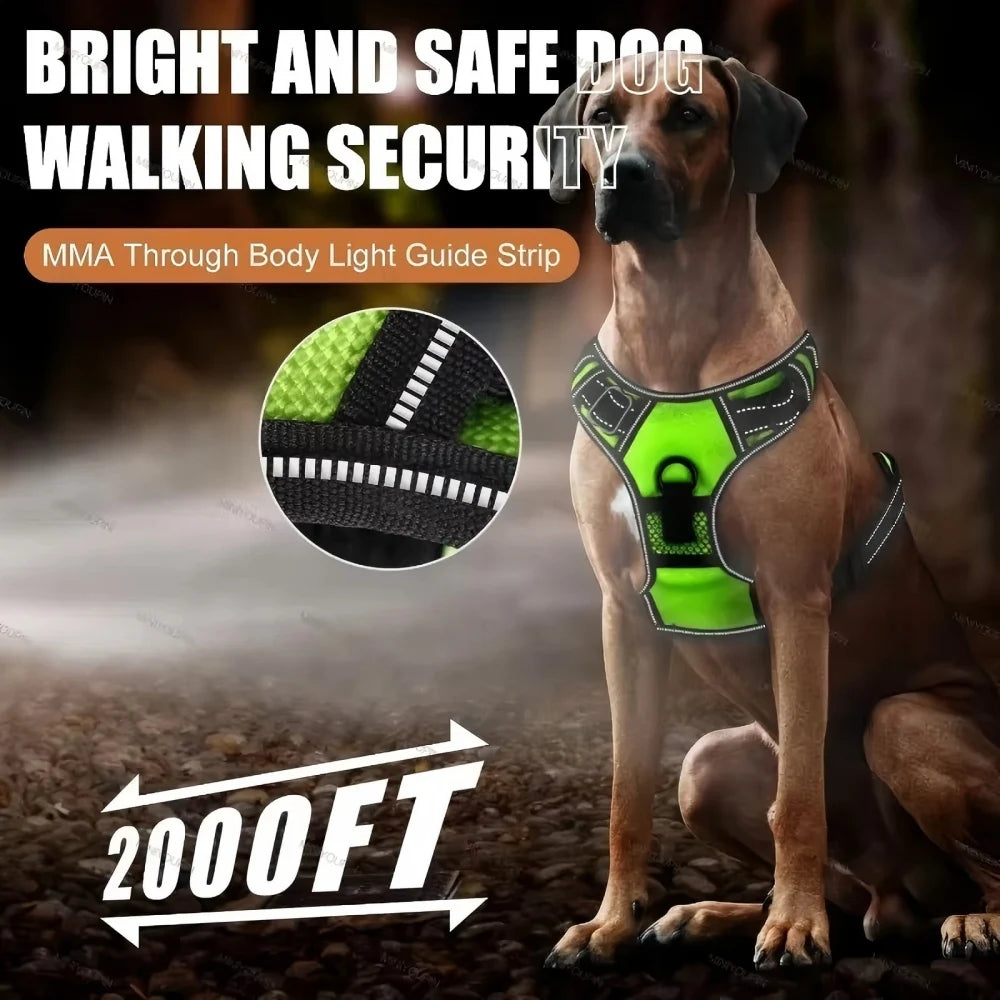 LED Glowing Luminous Dog Harness Vest with Three Light Modes Rechargeable