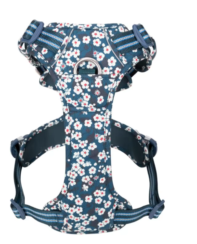 Premium Dog Harness for Big Medium Small with Cotton Aluminum Alloy Floral Pattern Adjustable Vest