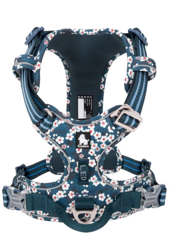 Premium Dog Harness for Big Medium Small with Cotton Aluminum Alloy Floral Pattern Adjustable Vest